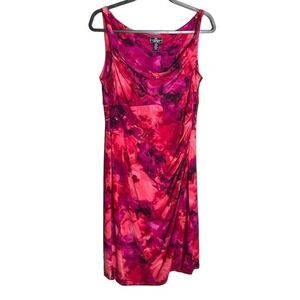American Living Dress Sleeveless Cowl Neck Pink Purple Floral Size 14